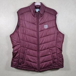04537 Cutter & Buck maroon quilted zip front TAMU vest XXXL